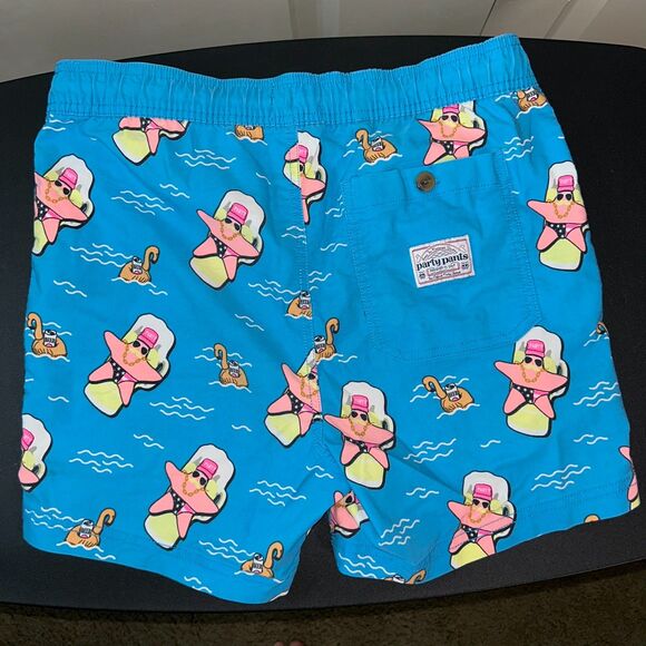 Party Pants Swim Trunks Men’s Small Blue Starfish Print Board Shorts - Picture 2 of 3